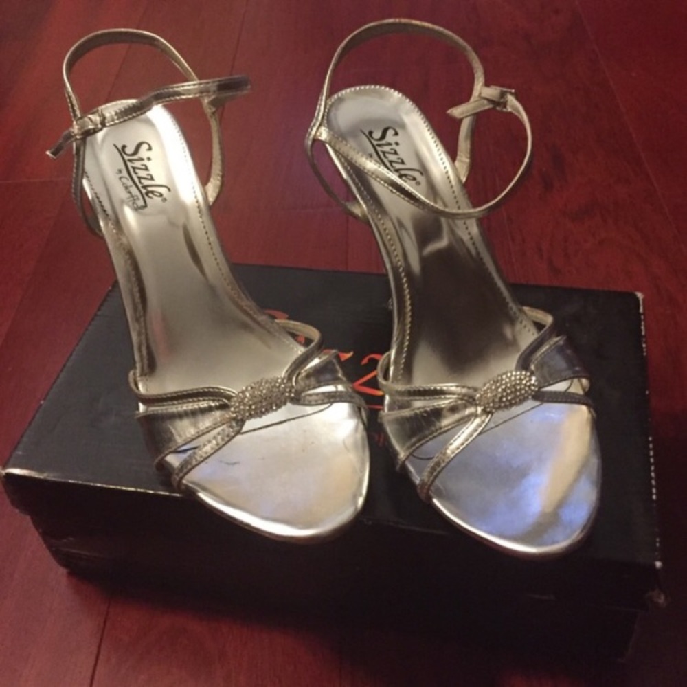 Silver Cocktail Rhinestone Evening Party Heels